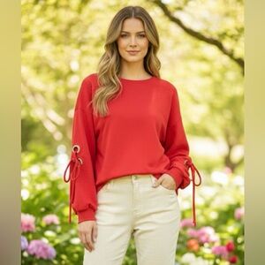 NWT Velvet Heart Lucille Grommet Tie Sleeve Pullover Sweatshirt M‎